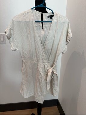 Moss & Spy Cream Wrap Romper with Side Tie